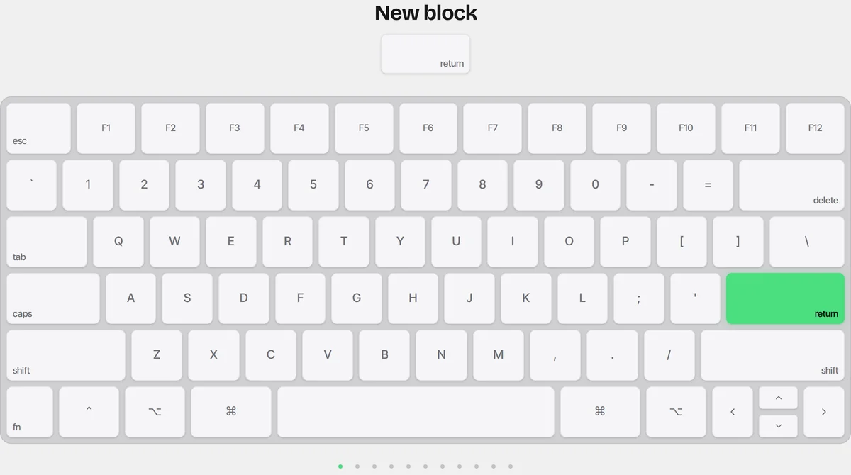 Keyboard shortcut mockup for the turtledeck editor
